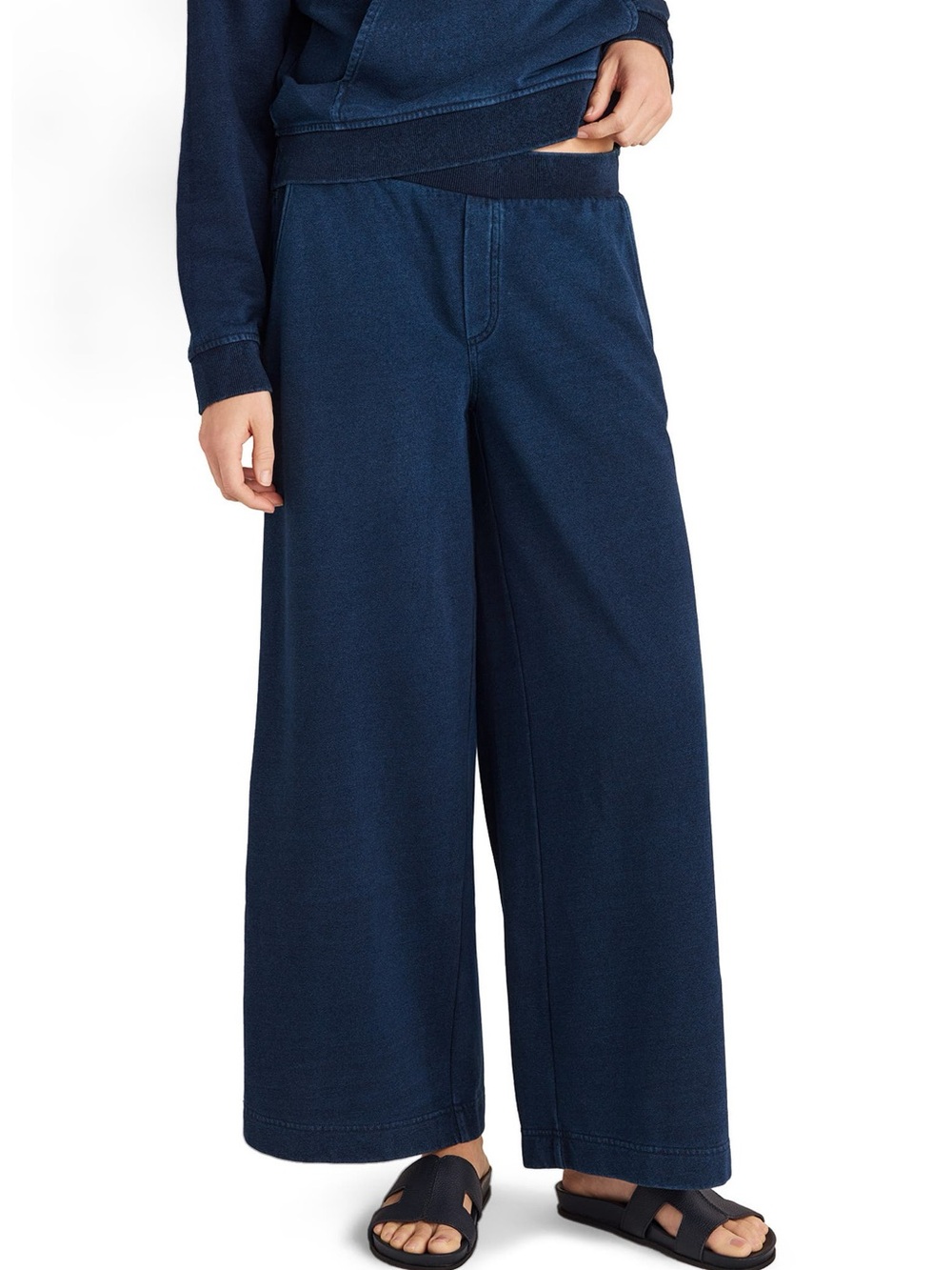 Haven Well Within Indigo Cotton Terry Wide leg pants size Large